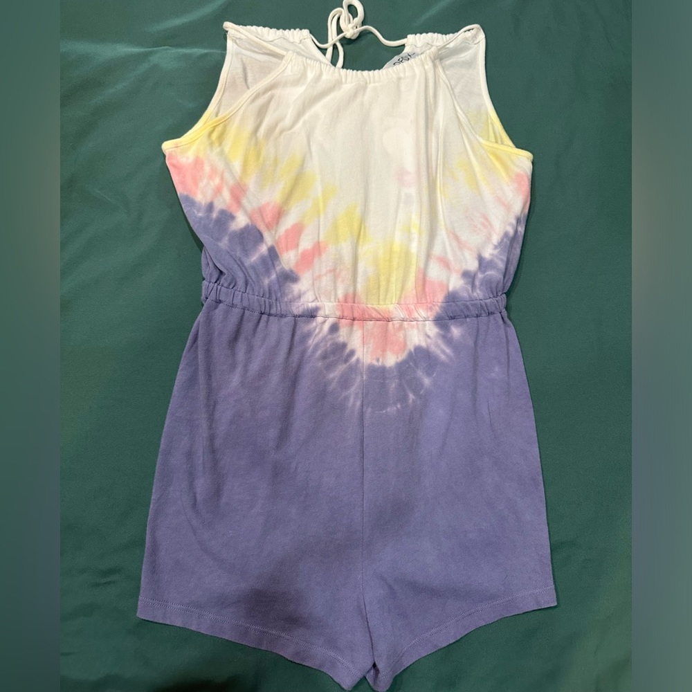 WILDFOX 'Edelweiss' Sleeveless Tie-Dye Cotton Shorts Romper Multicolor SZ Sm NWT